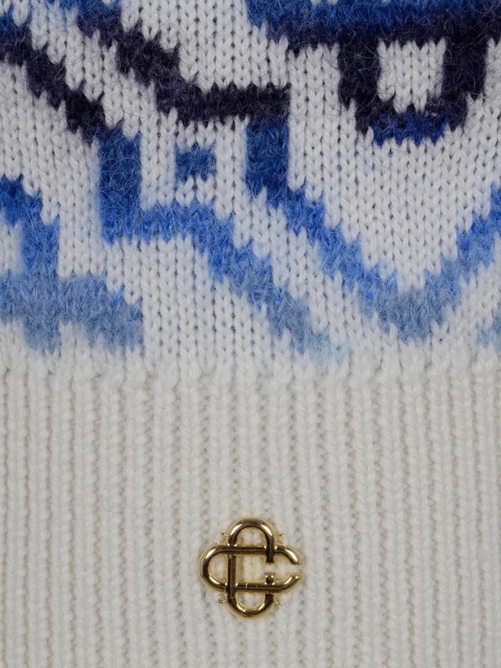 CASABLANCA - Pull à Motif Monogrammé Bleu Claire - Lothaire