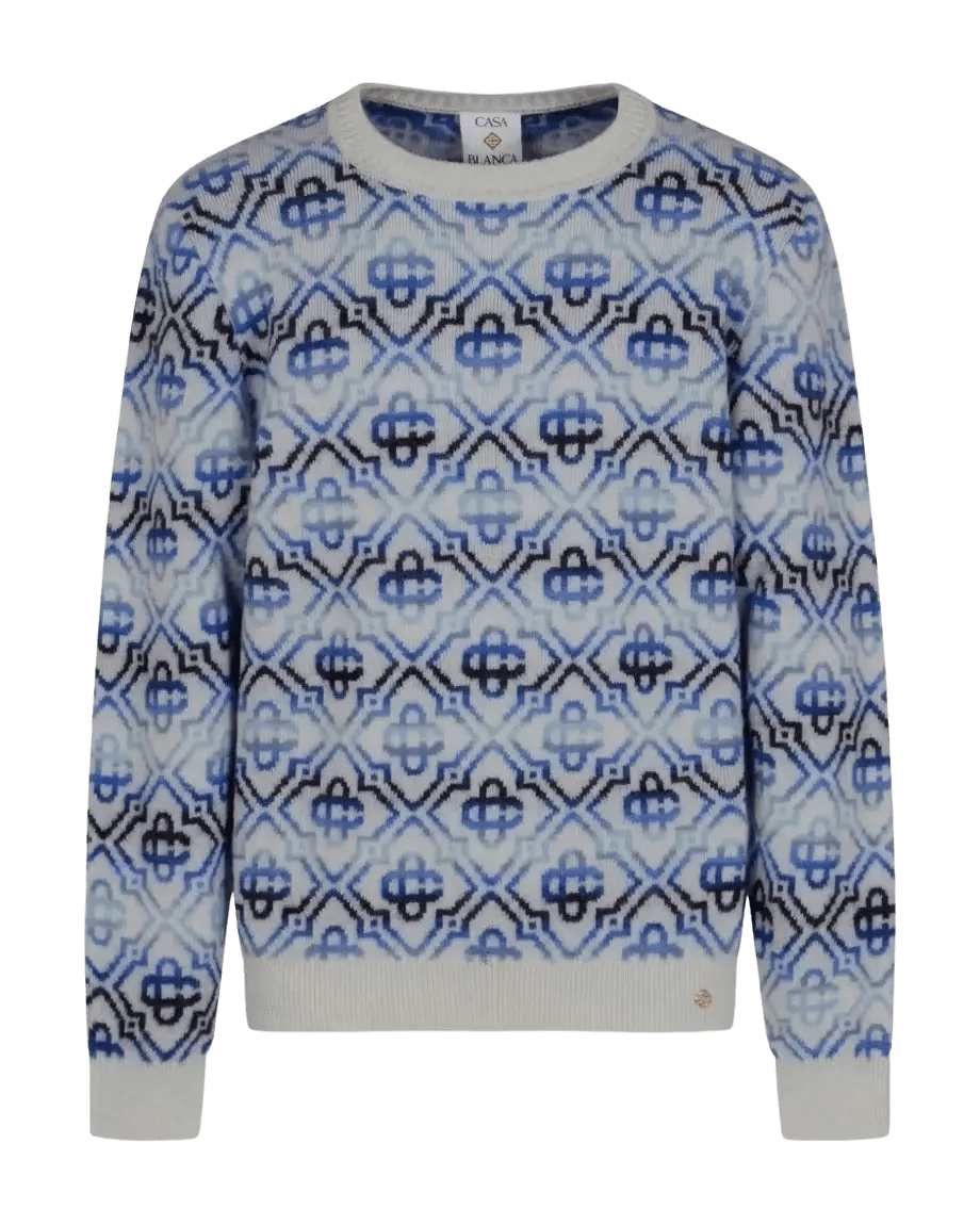 CASABLANCA - Pull à Motif Monogrammé Bleu Claire - Lothaire