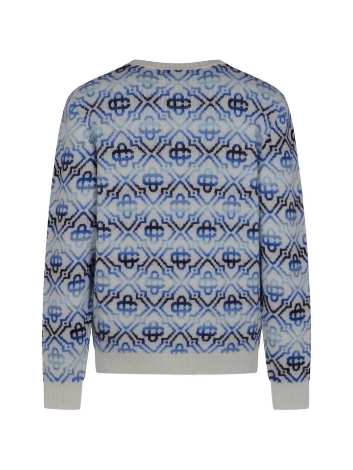 CASABLANCA - Pull à Motif Monogrammé Bleu Claire - Lothaire