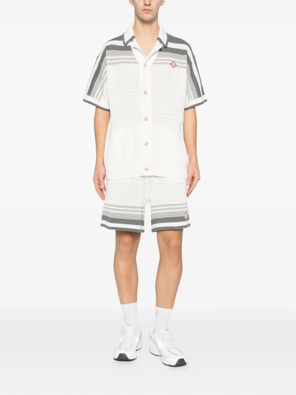 CASABLANCA - Short en Crochet à Rayure Blanc - Lothaire