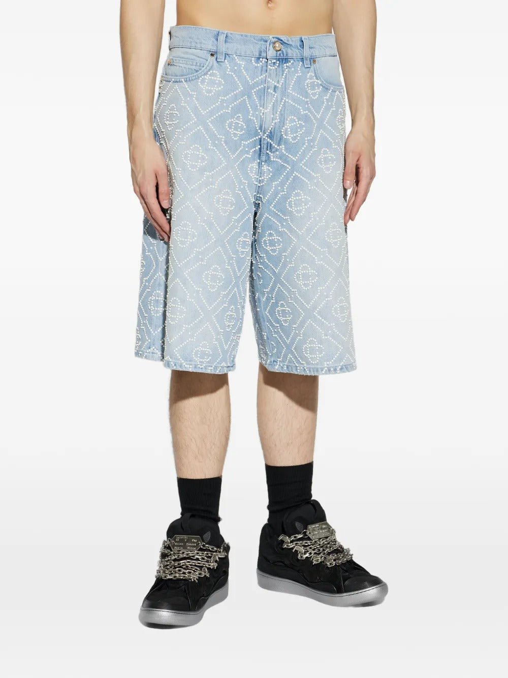 CASABLANCA - short en jean à monogramme en perles - Lothaire