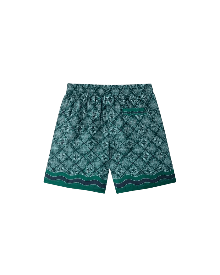 CASABLANCA - Short en soie en monogramme vert foncé rayonnant - Lothaire