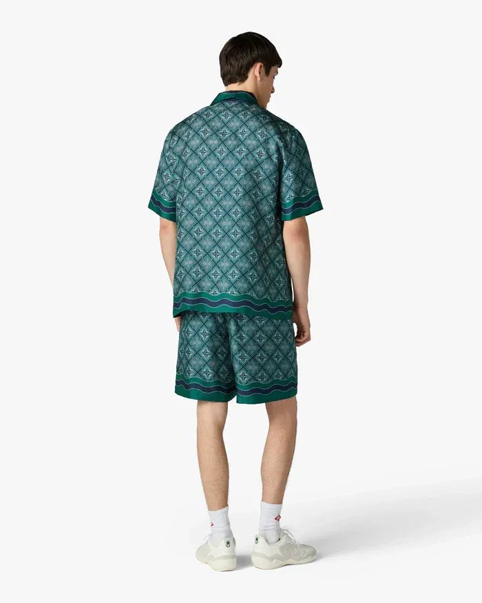 CASABLANCA - Short en soie en monogramme vert foncé rayonnant - Lothaire