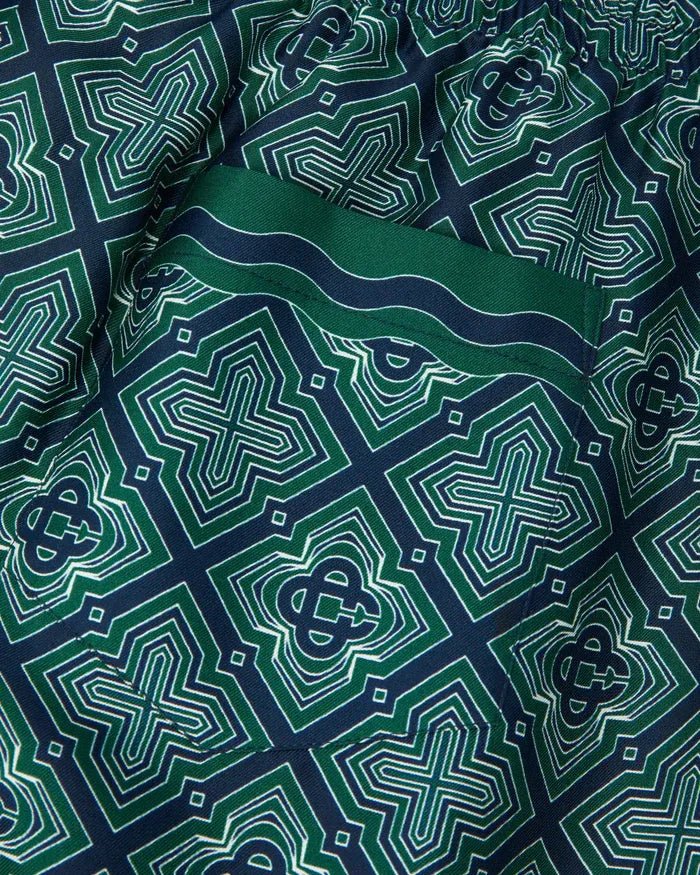 CASABLANCA - Short en soie en monogramme vert foncé rayonnant - Lothaire