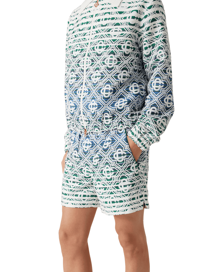CASABLANCA - SHORT EN TISSU ÉPONGE DÉGRADÉ MONOGRAMME Bleu - Lothaire
