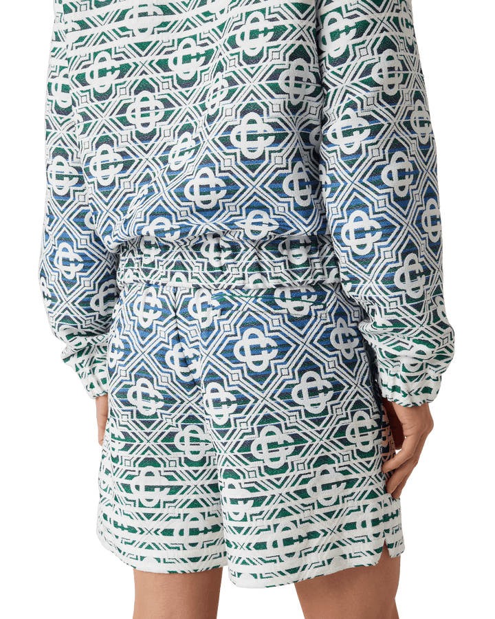 CASABLANCA - SHORT EN TISSU ÉPONGE DÉGRADÉ MONOGRAMME Bleu - Lothaire
