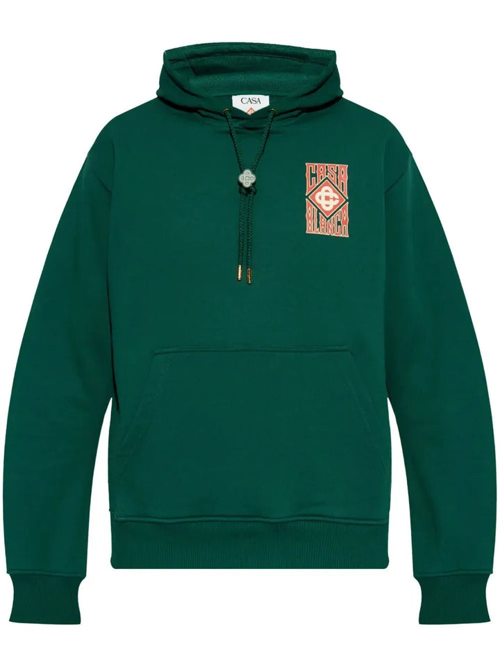 CASABLANCA - Sweat à capuche vert green loopback - Lothaire