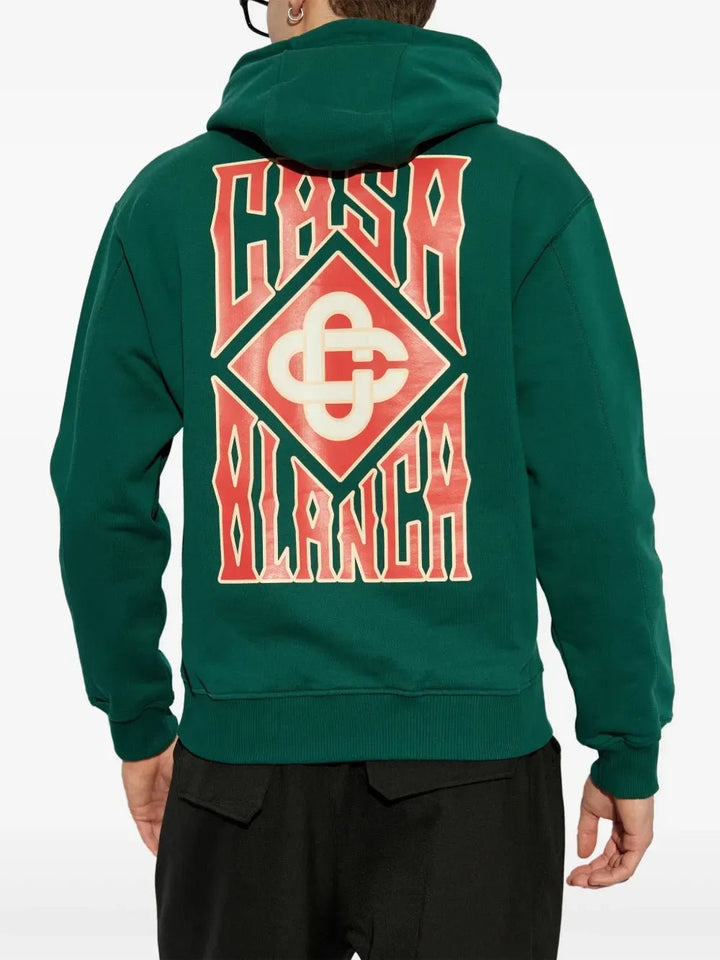CASABLANCA - Sweat à capuche vert green loopback - Lothaire