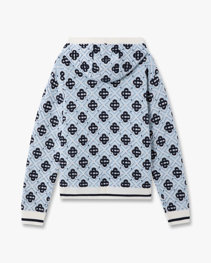 CASABLANCA – Sweat à capuche zippé en laine mérinos Bleu - Lothaire