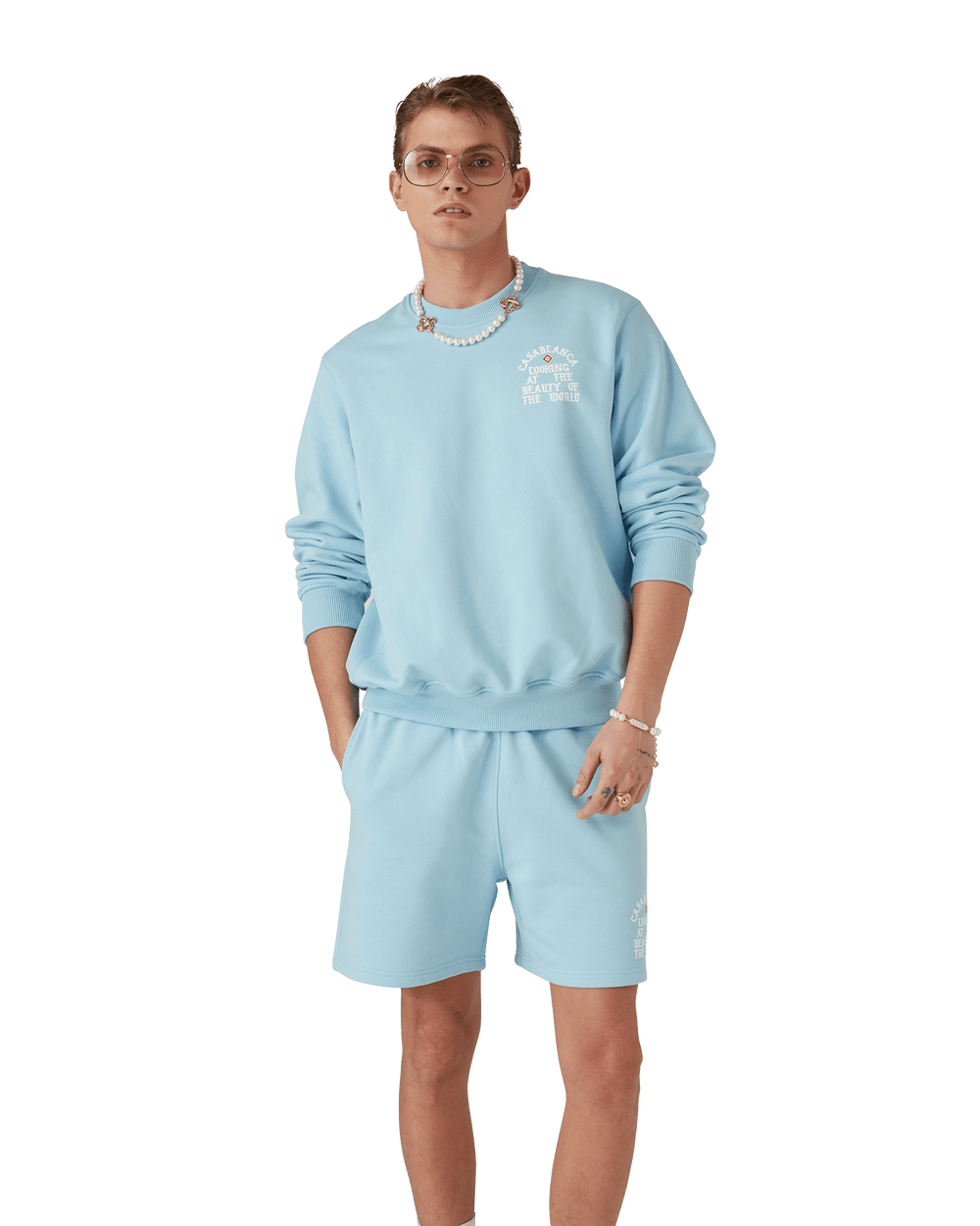 CASABLANCA - SWEAT - SHIRT Beauty of The World Bleu ciel - Lothaire