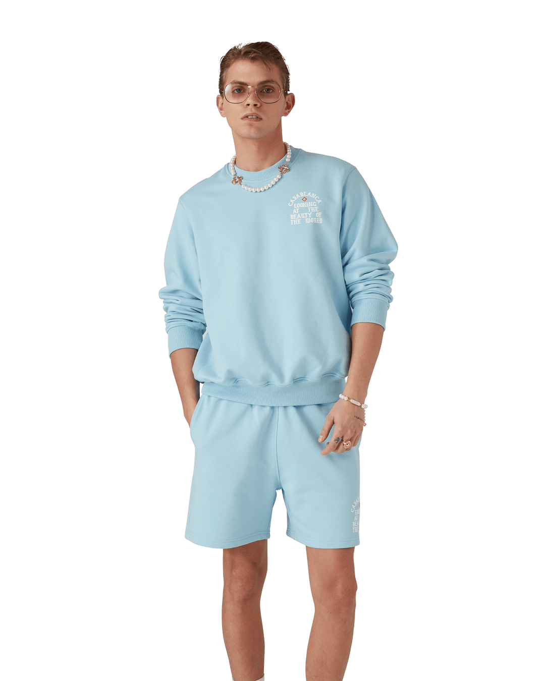 CASABLANCA - SWEAT - SHIRT Beauty of The World Bleu ciel - Lothaire
