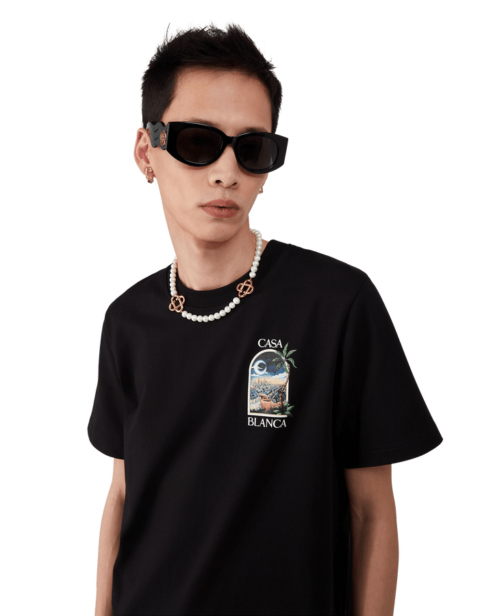 CASABLANCA - T - SHIRT L.A NIGHTS Noir - Lothaire