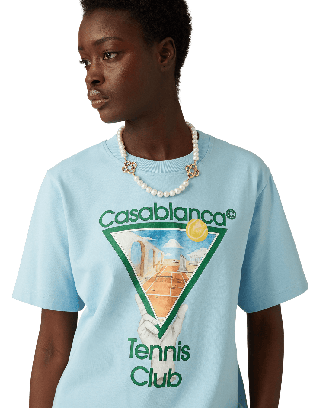 CASABLANCA - T - SHIRT MÉTAPHYSIQUE AVEC ICÔNE DU TENNIS Bleu - Lothaire