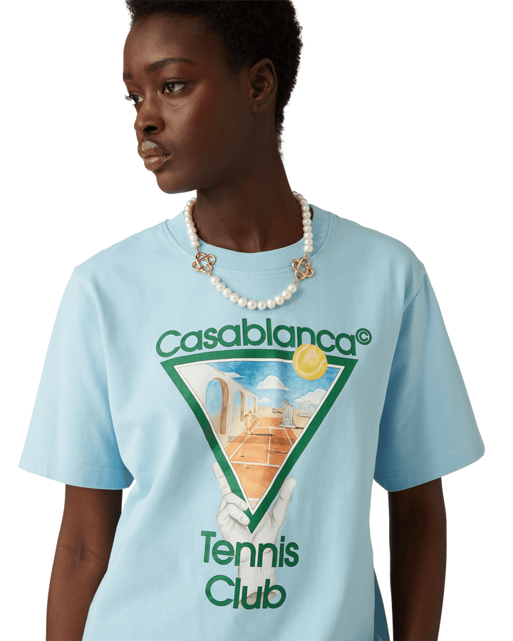 CASABLANCA - T - SHIRT MÉTAPHYSIQUE AVEC ICÔNE DU TENNIS Bleu - Lothaire