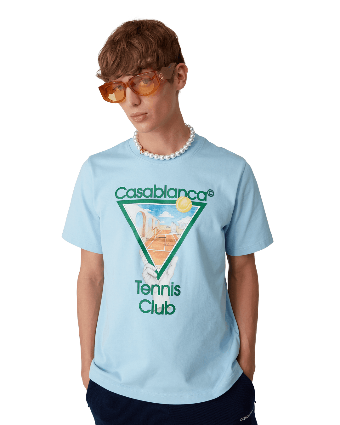 CASABLANCA - T - SHIRT MÉTAPHYSIQUE AVEC ICÔNE DU TENNIS Bleu - Lothaire