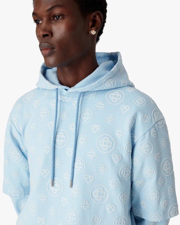 CASABLANCA - T-shirt oversize à manches courtes avec monogramme appliqué Bleu - Lothaire