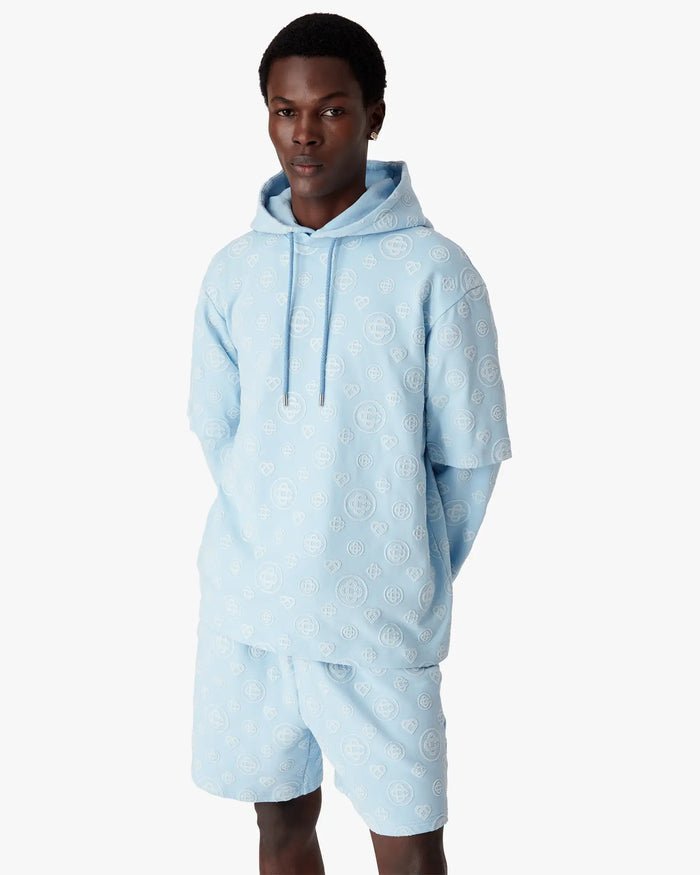 CASABLANCA - T-shirt oversize à manches courtes avec monogramme appliqué Bleu - Lothaire