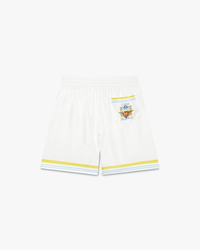 CASABLANCA - White Tennis Landscape Silk Shorts Blanc - Lothaire