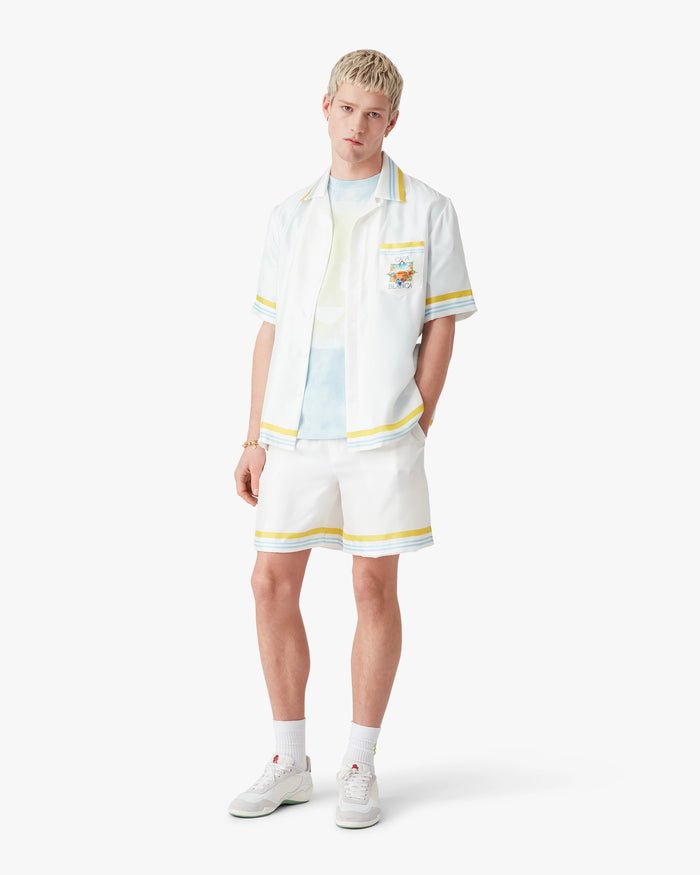 CASABLANCA - White Tennis Landscape Silk Shorts Blanc - Lothaire