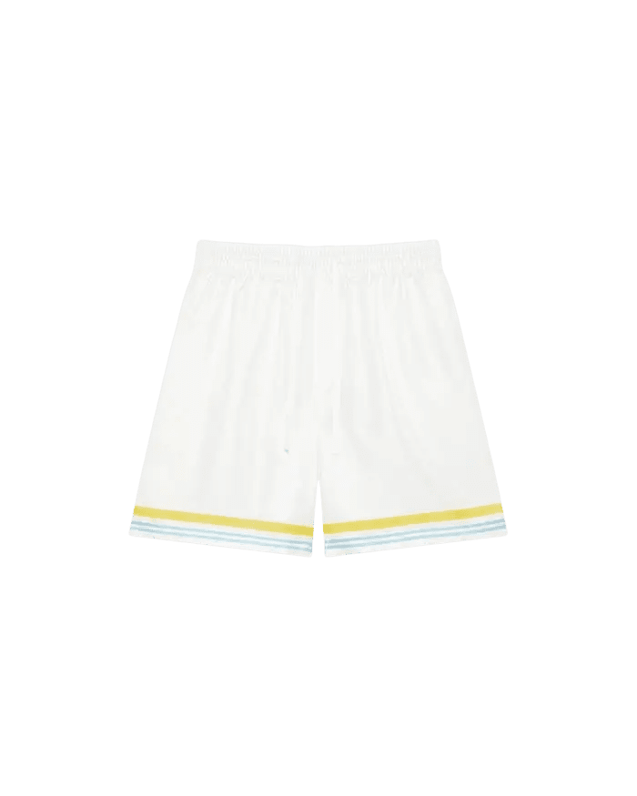 CASABLANCA - White Tennis Landscape Silk Shorts Blanc - Lothaire