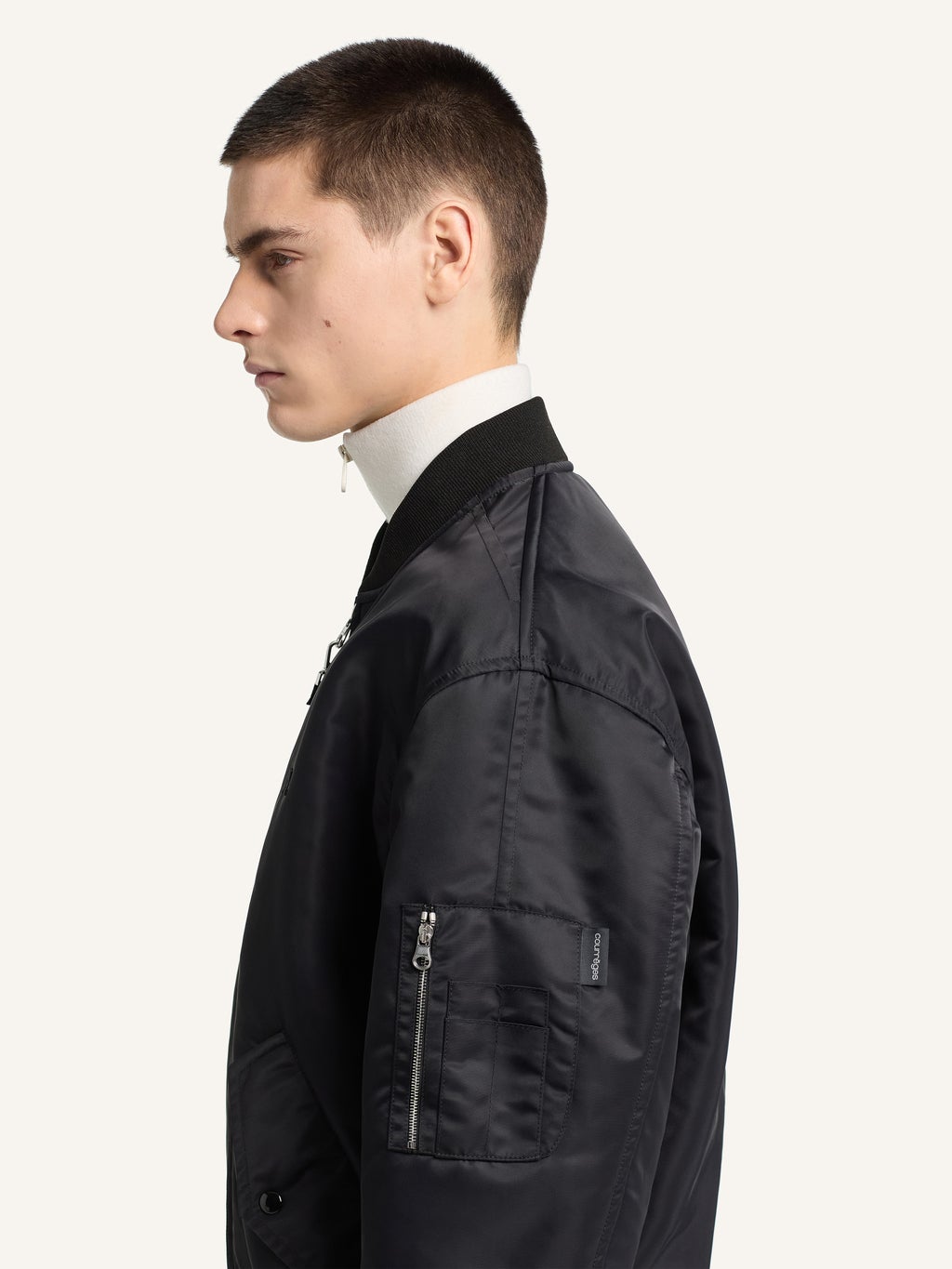 COURREGES - Bomber en Nylon Noir - Lothaire