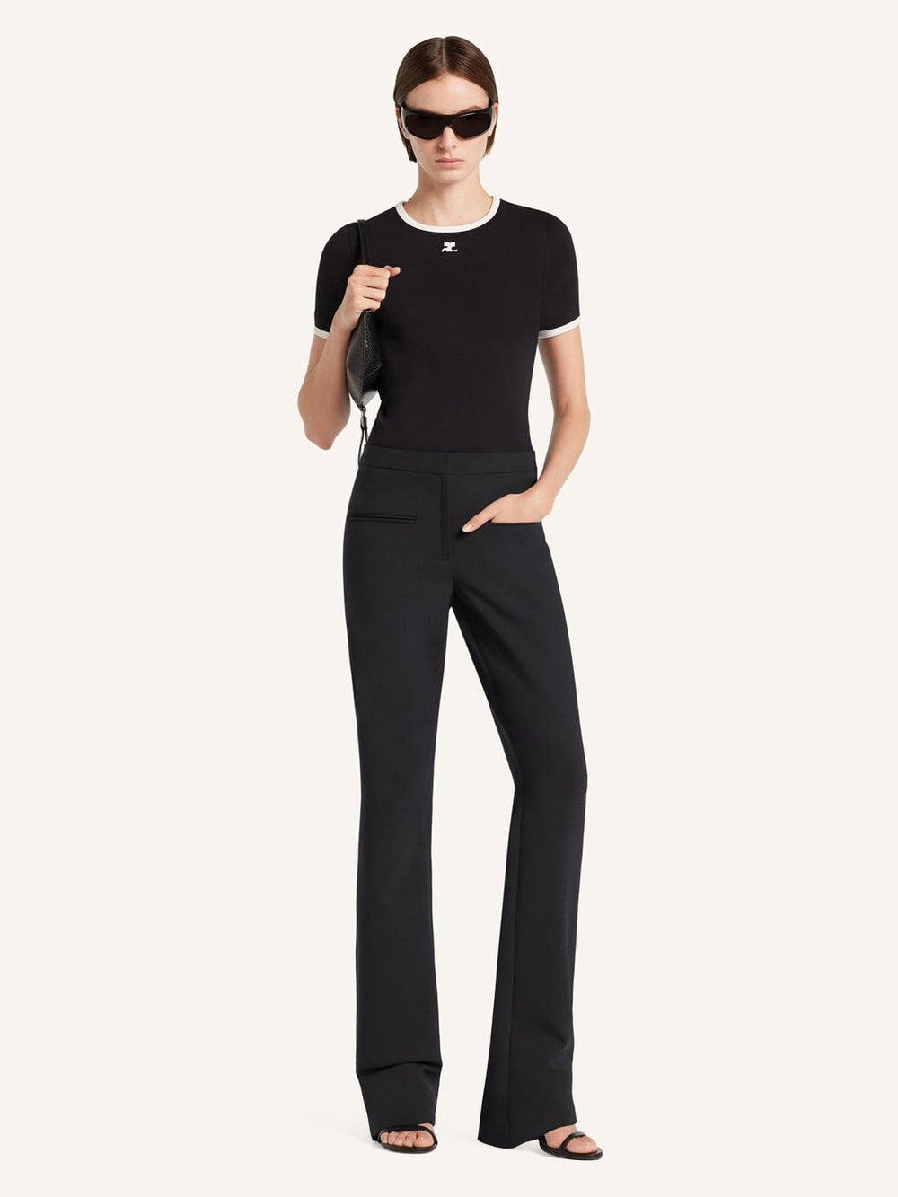 COURREGES - T-shirt Signature Contrast Noir / Blanc Héritage - Lothaire