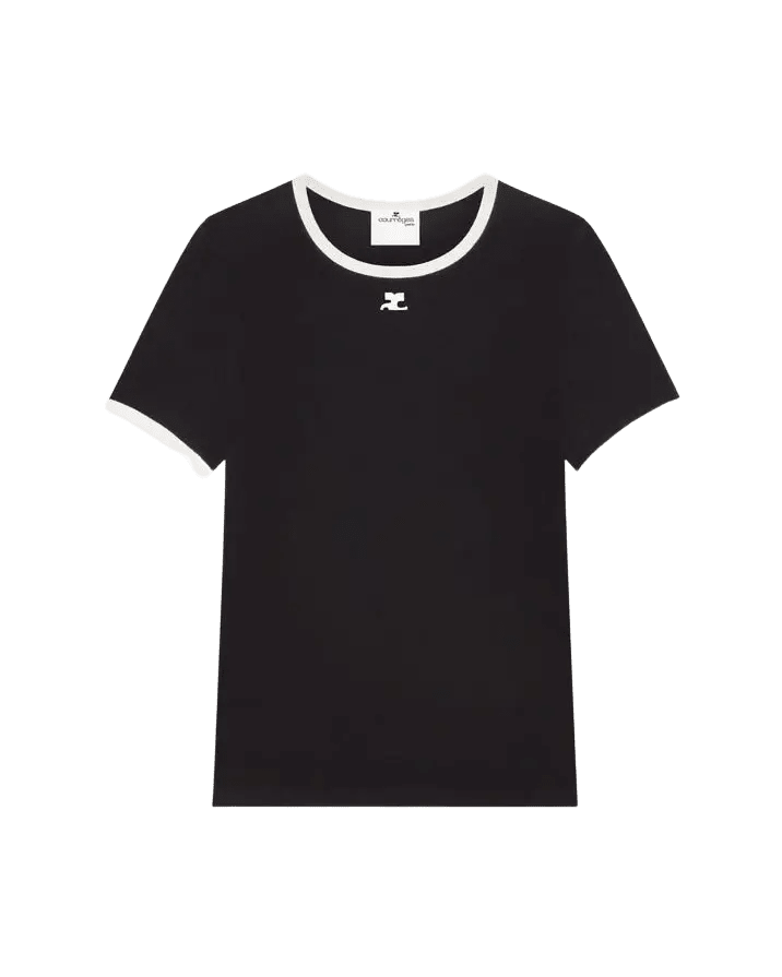 COURREGES - T-shirt Signature Contrast Noir / Blanc Héritage - Lothaire
