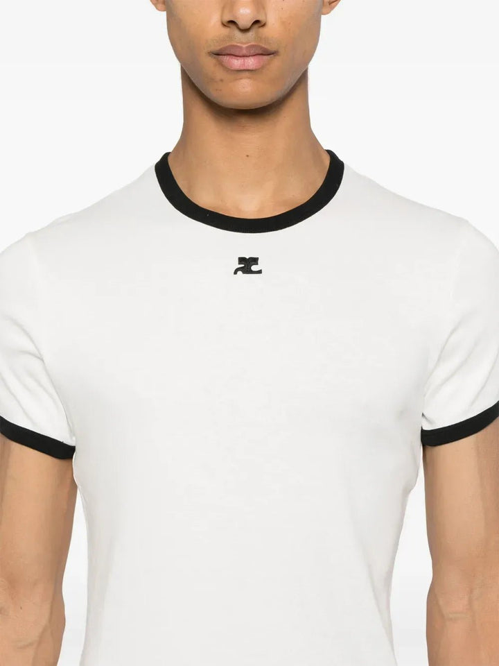 COURREGES - T-shirts à logo contrastant blanc - Lothaire
