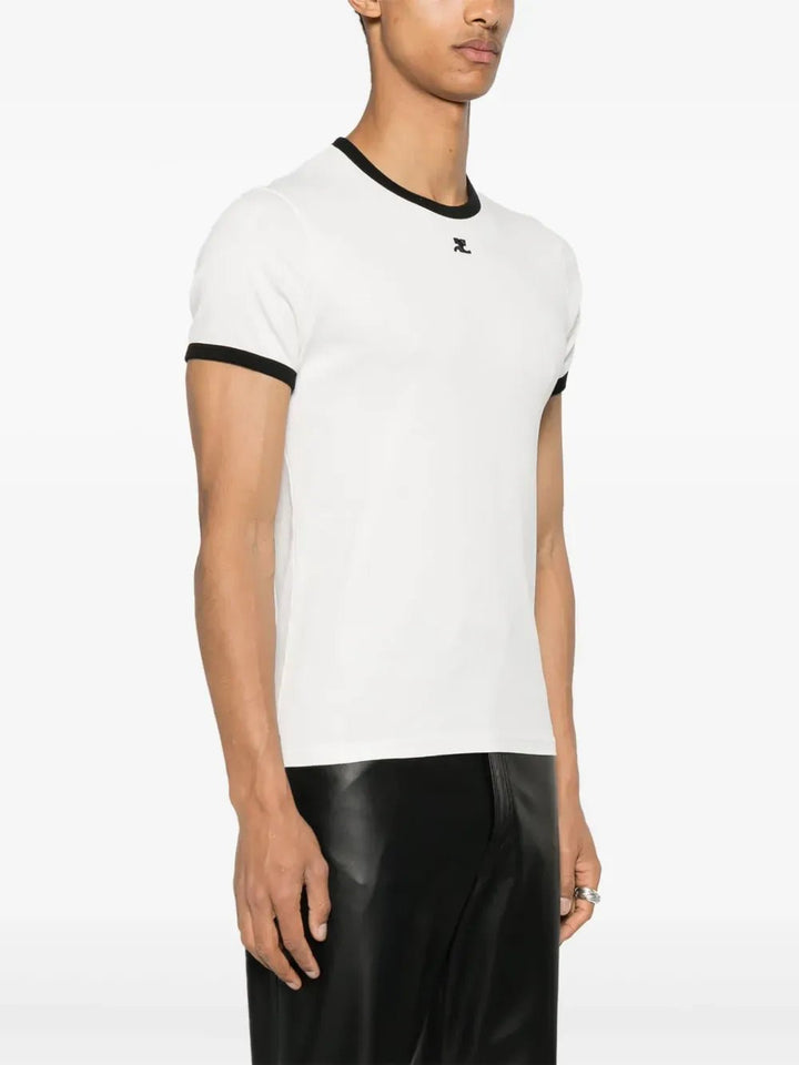 COURREGES - T-shirts à logo contrastant blanc - Lothaire