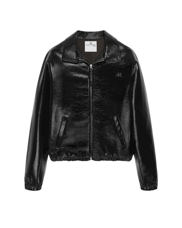 COURREGES - Veste Bomber à Fermeture Éclair en Vinyle Noir - Lothaire