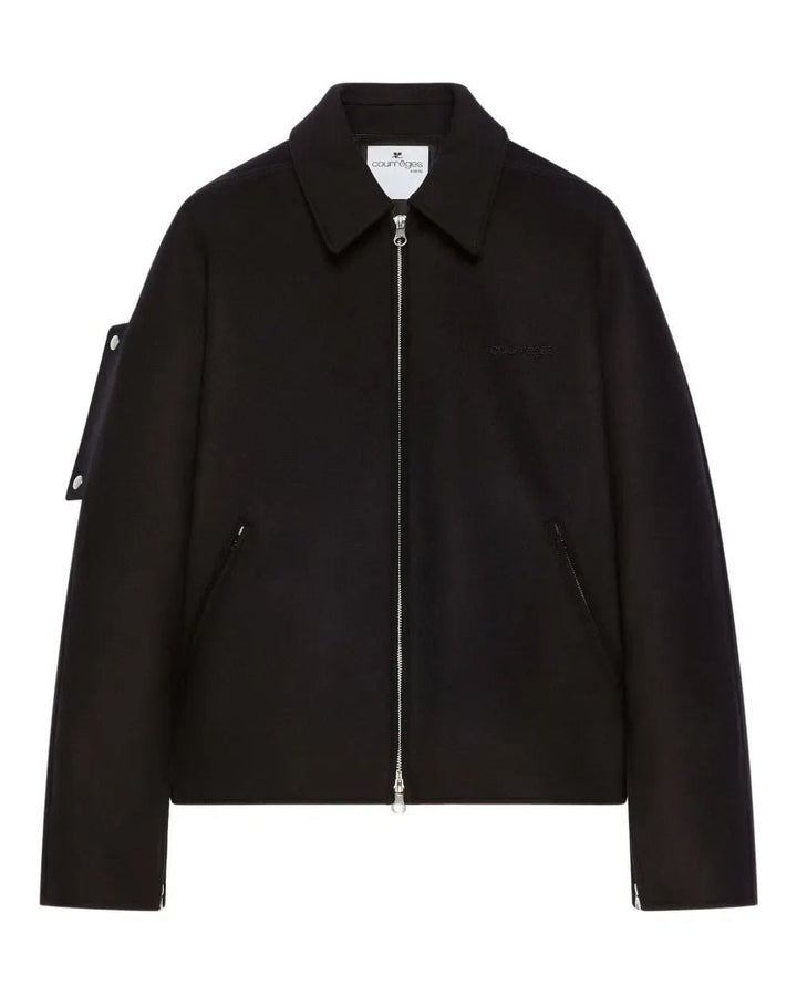 COURREGES - Veste zippée en laine et soie noir - Lothaire