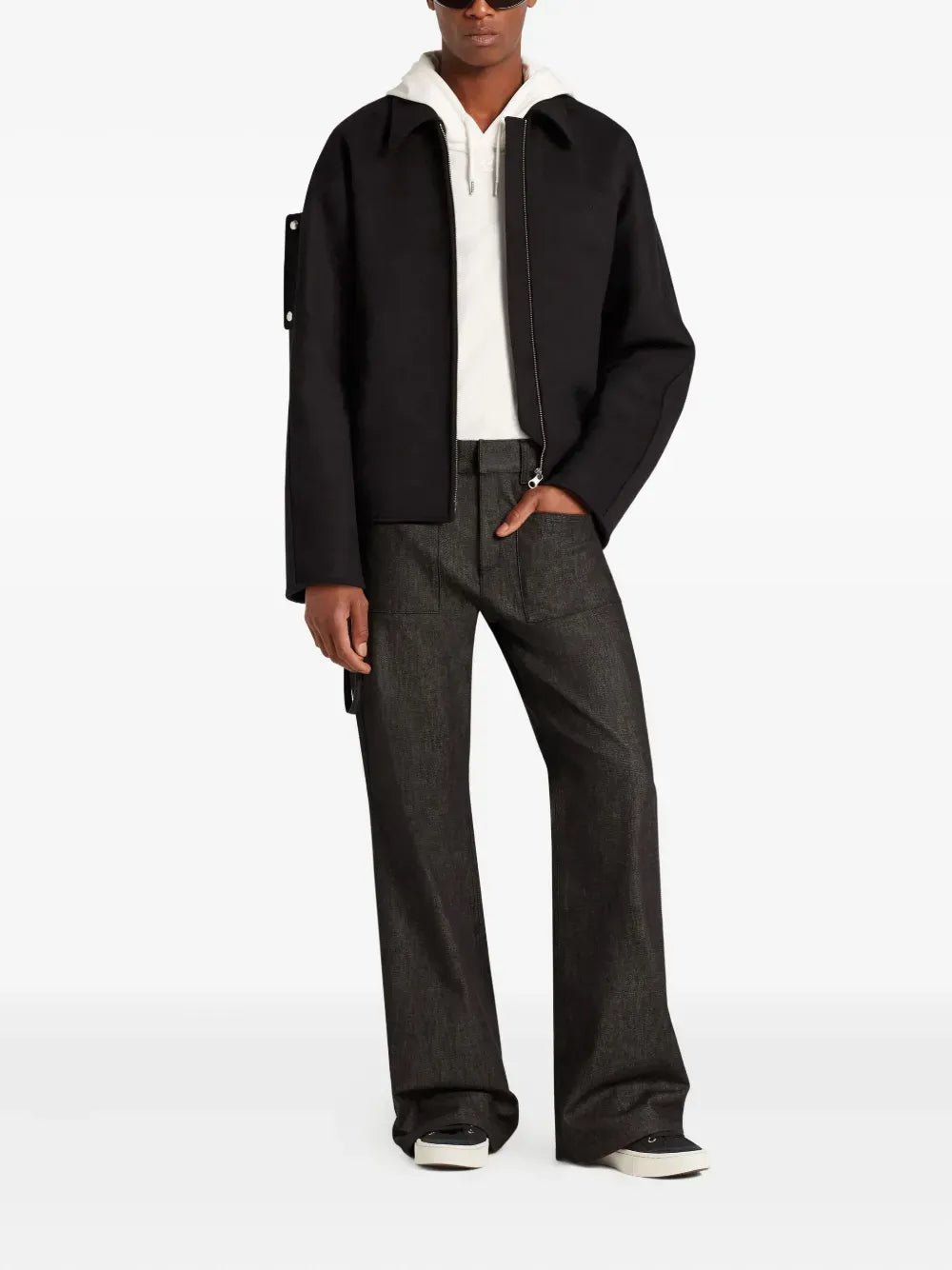 COURREGES - Veste zippée en laine et soie noir - Lothaire