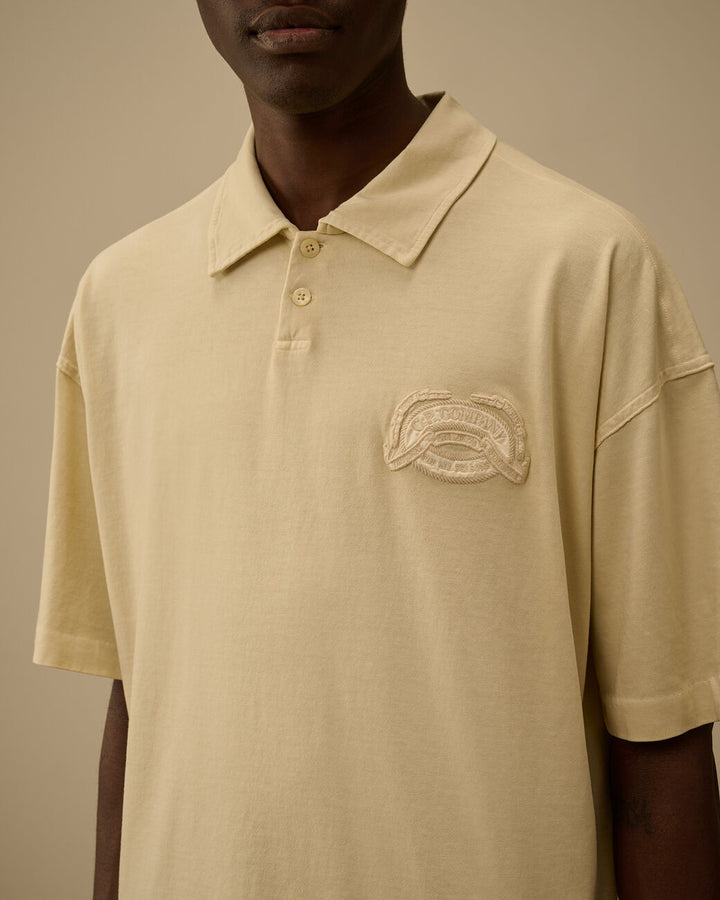 C.P. COMPANY - 20/1 Jersey Short Sleeve Boxy Logo Polo Beige - Lothaire