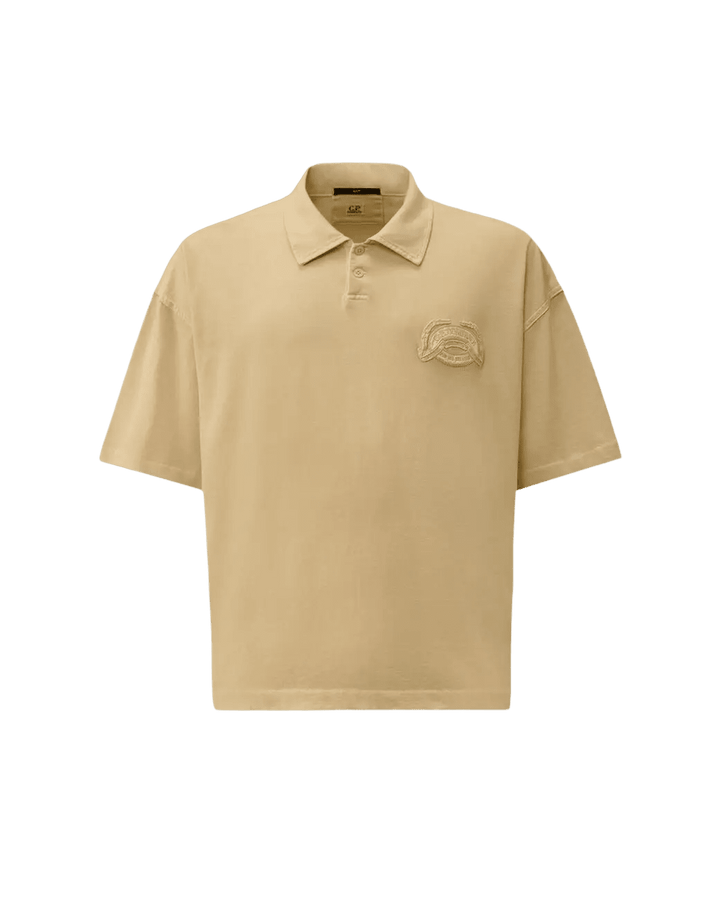 C.P. COMPANY - 20/1 Jersey Short Sleeve Boxy Logo Polo Beige - Lothaire