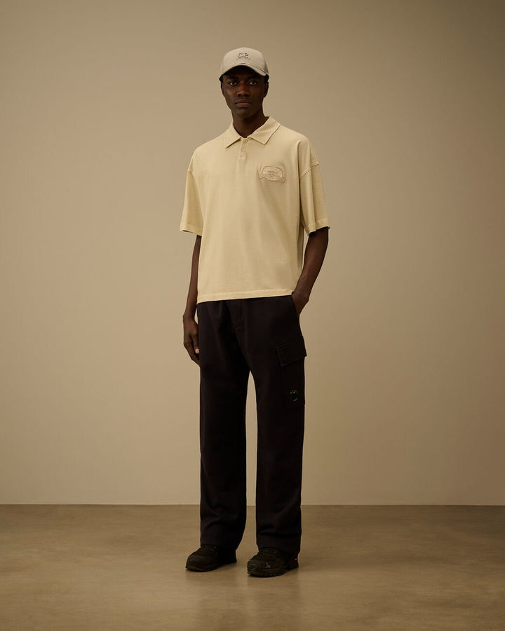 C.P. COMPANY - 20/1 Jersey Short Sleeve Boxy Logo Polo Beige - Lothaire
