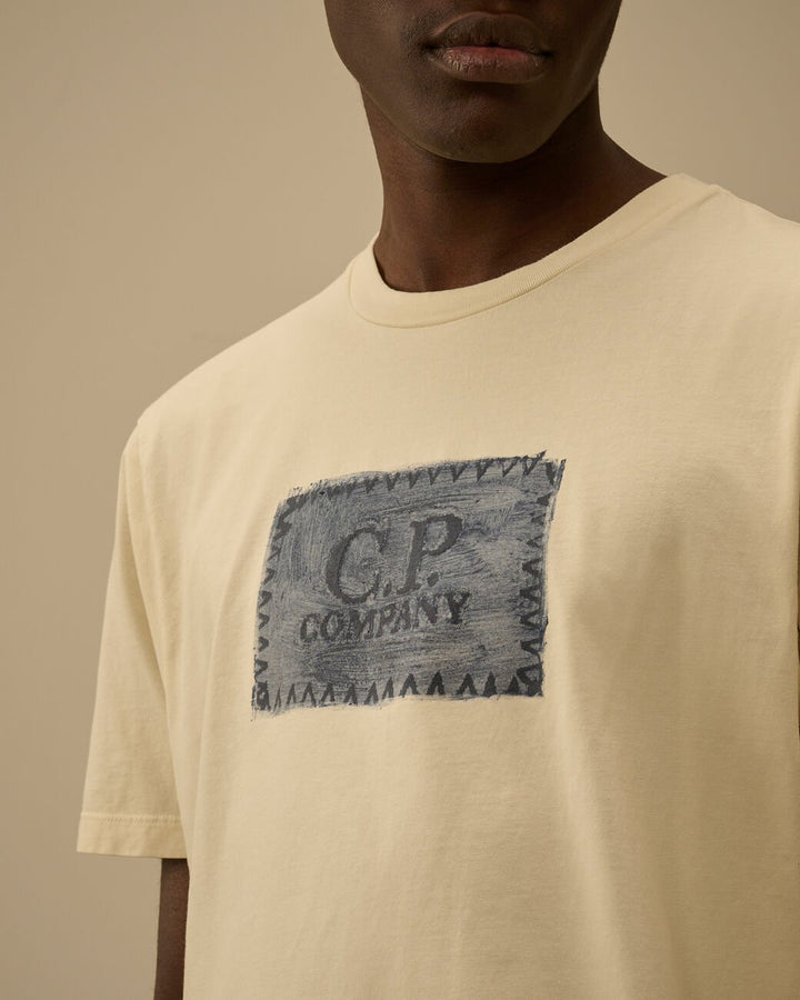 C.P. COMPANY - 24/1 Jersey Short Sleeve Logo Label T-Shirt Beige - Lothaire