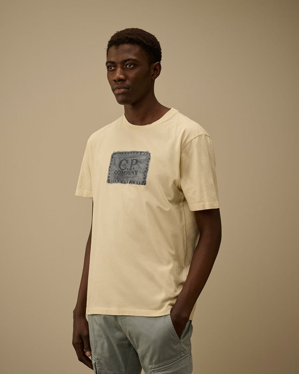 C.P. COMPANY - 24/1 Jersey Short Sleeve Logo Label T-Shirt Beige - Lothaire