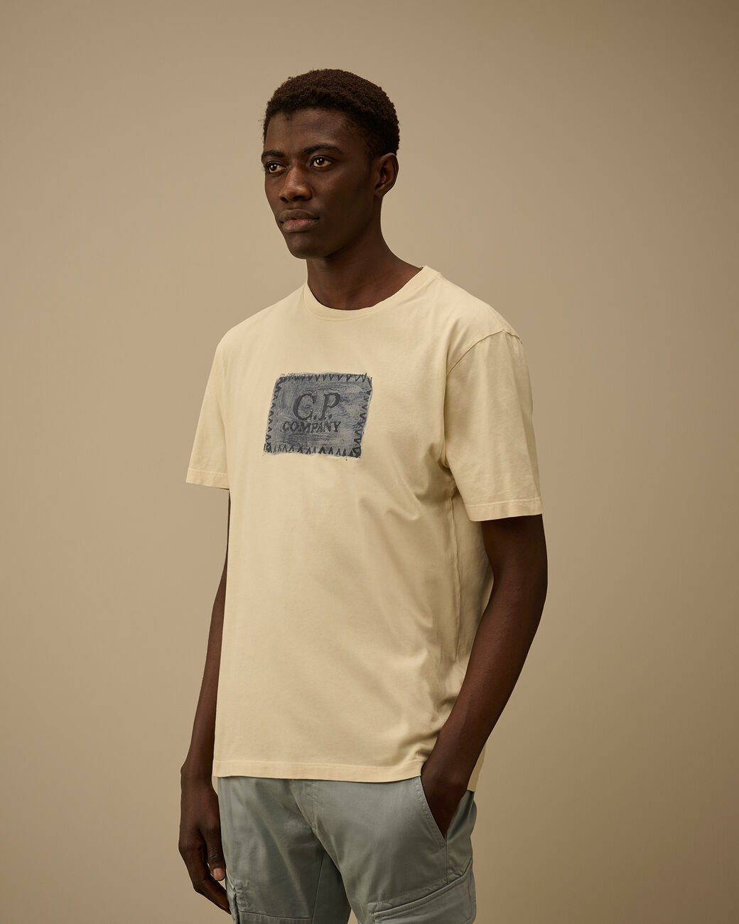 C.P. COMPANY - 24/1 Jersey Short Sleeve Logo Label T-Shirt Beige - Lothaire