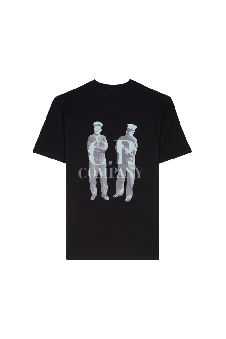 C.P. COMPANY - 30/1 Jersey British Sailor Short Sleeve Logo T-Shirt - Noir - Lothaire