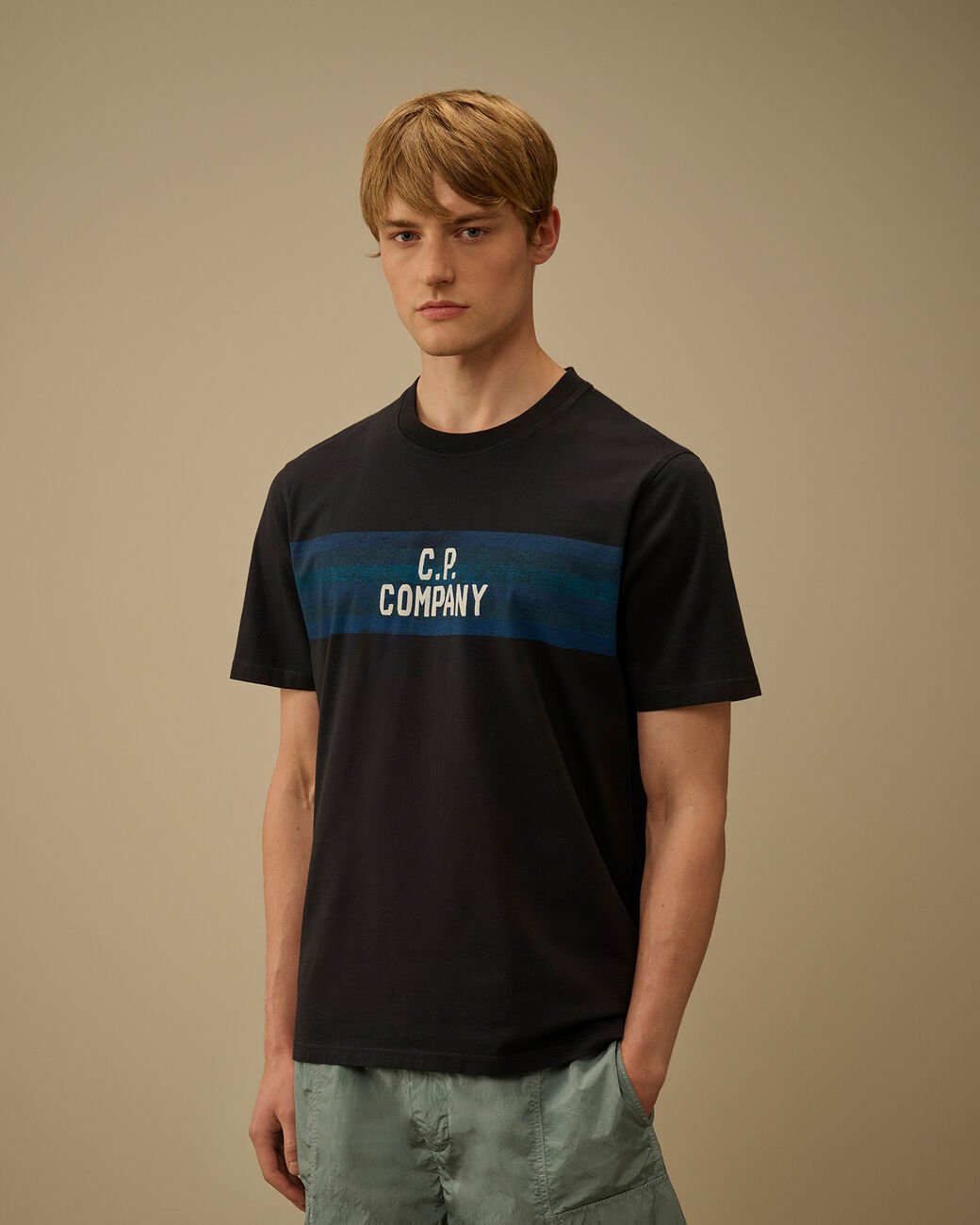 C.P. COMPANY - 30/1 Jersey Short Sleeve Striped T-Shirt Total Eclipse Bleu - Lothaire