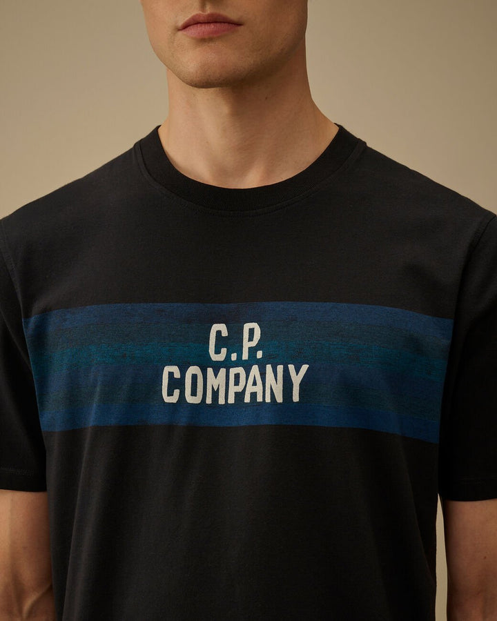 C.P. COMPANY - 30/1 Jersey Short Sleeve Striped T-Shirt Total Eclipse Bleu - Lothaire