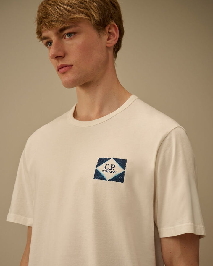 C.P. COMPANY - Compact 20/1 Jersey Short Sleeve Logo T-Shirt Blanc cassé - Lothaire