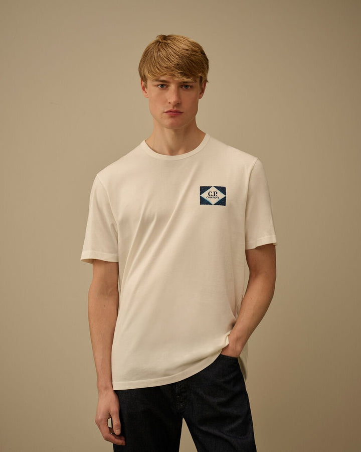 C.P. COMPANY - Compact 20/1 Jersey Short Sleeve Logo T-Shirt Blanc cassé - Lothaire