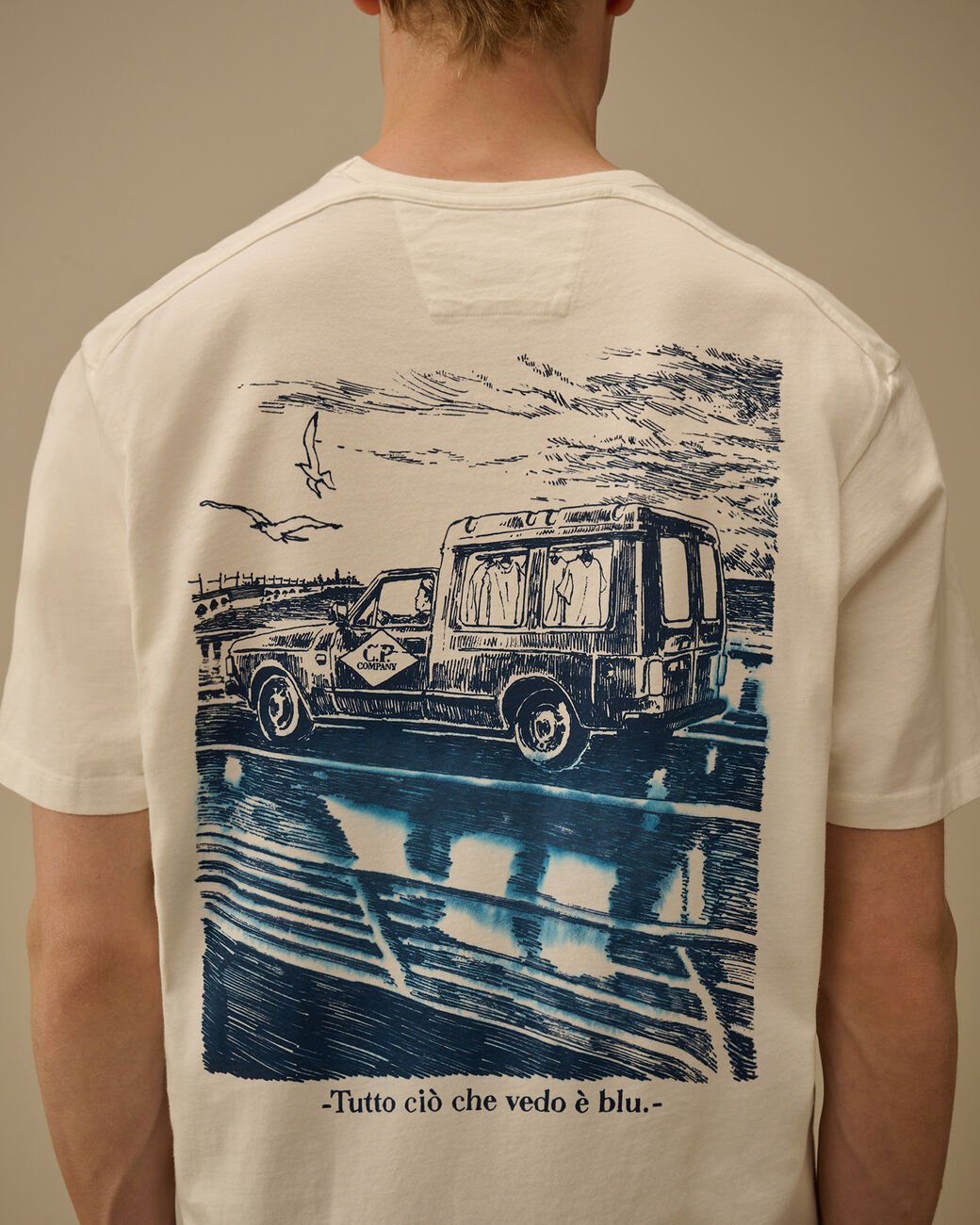 C.P. COMPANY - Compact 20/1 Jersey Short Sleeve Logo T-Shirt Blanc cassé - Lothaire