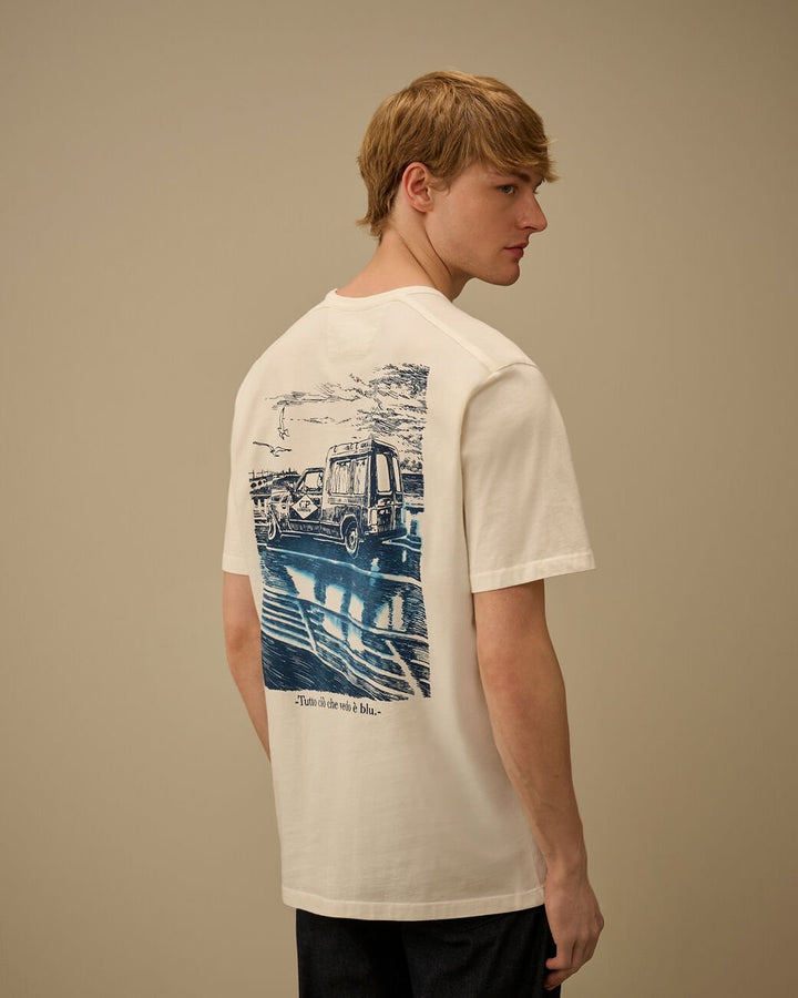 C.P. COMPANY - Compact 20/1 Jersey Short Sleeve Logo T-Shirt Blanc cassé - Lothaire