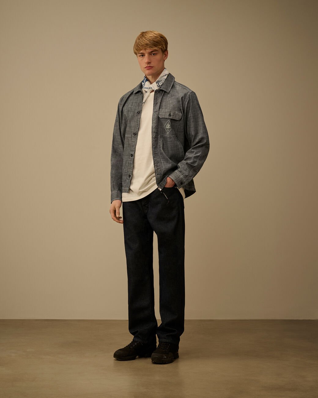 C.P. COMPANY - Compact 20/1 Jersey Short Sleeve Logo T-Shirt Blanc cassé - Lothaire