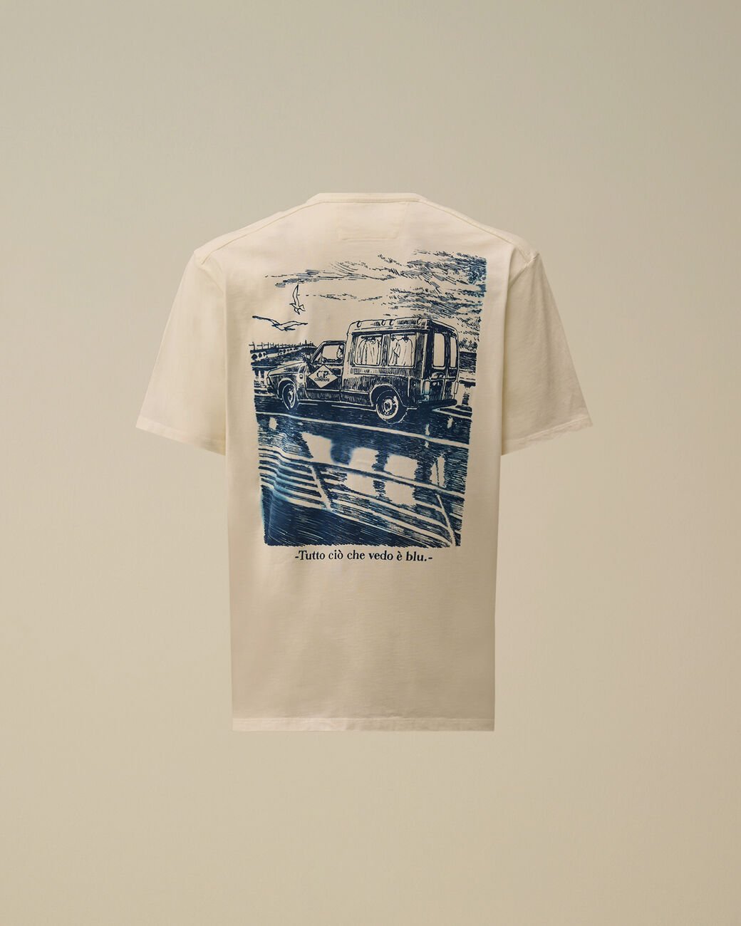 C.P. COMPANY - Compact 20/1 Jersey Short Sleeve Logo T-Shirt Blanc cassé - Lothaire