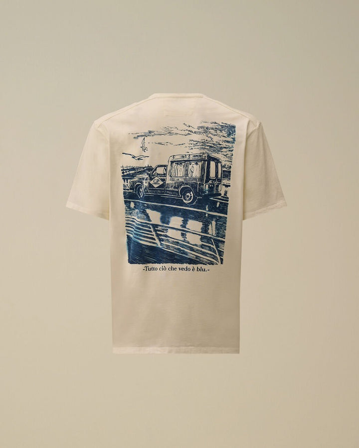 C.P. COMPANY - Compact 20/1 Jersey Short Sleeve Logo T-Shirt Blanc cassé - Lothaire