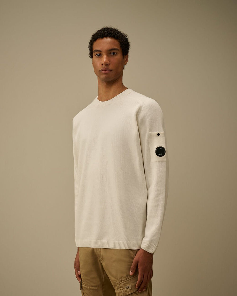C.P. COMPANY - Cotton Chenille Crewneck Lens Sweater Blanc - Lothaire