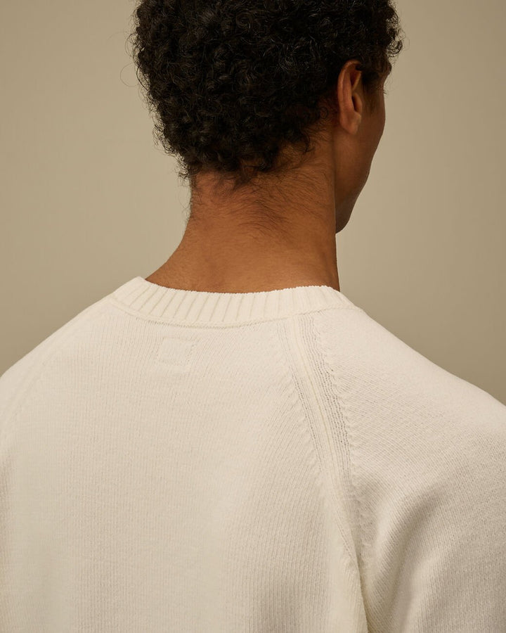 C.P. COMPANY - Cotton Chenille Crewneck Lens Sweater Blanc - Lothaire